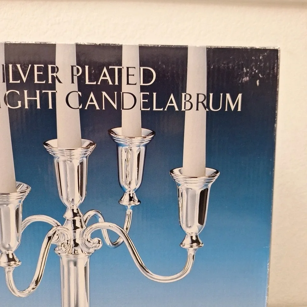 Vtg GODINGER Sterling Silver Plated Candelabrum Candlestick Holder 5 Arms NEW